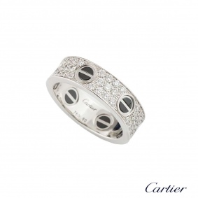 Cartier Love Ceramic & Diamond Ring Size 60